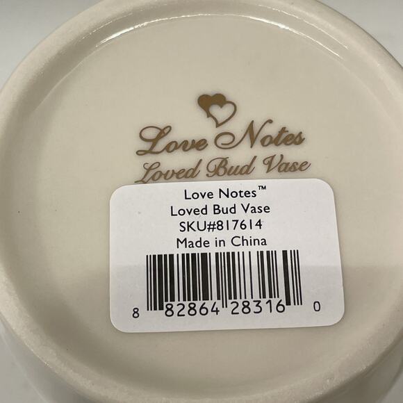 Lenox Love Notes Loved Bud Ceramic Vase with Charm 7 1/2” Tall - Picture 6 of 10
